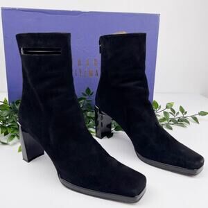 Vintage Stuart Weitzman Suede With Patent Leather detail heeled Ankle Boots